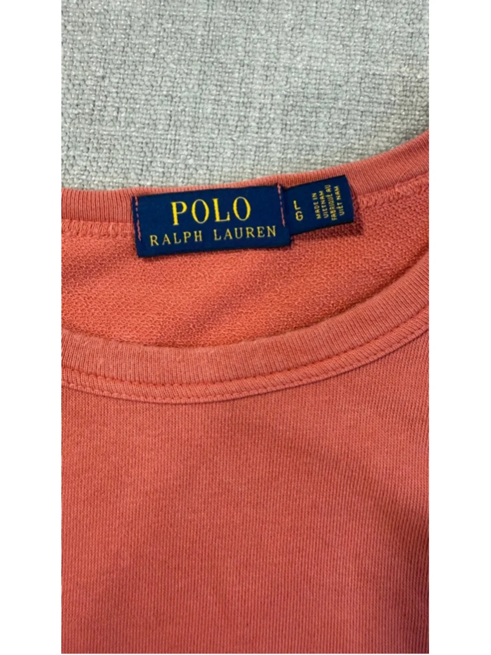 Polo Ralph Lauren Men's Coral Red Spa Terry Raglan Pullover Sweatshirt large